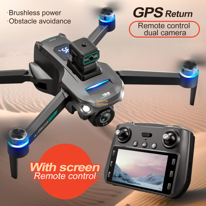 Drone Battery Box - リモコン付きクワッドコプタードローン,障害物回避,LEDスクリーン,ブラシレス,GPS,追跡,デュアルカメラ8k,wifi 5g,fpv,2km