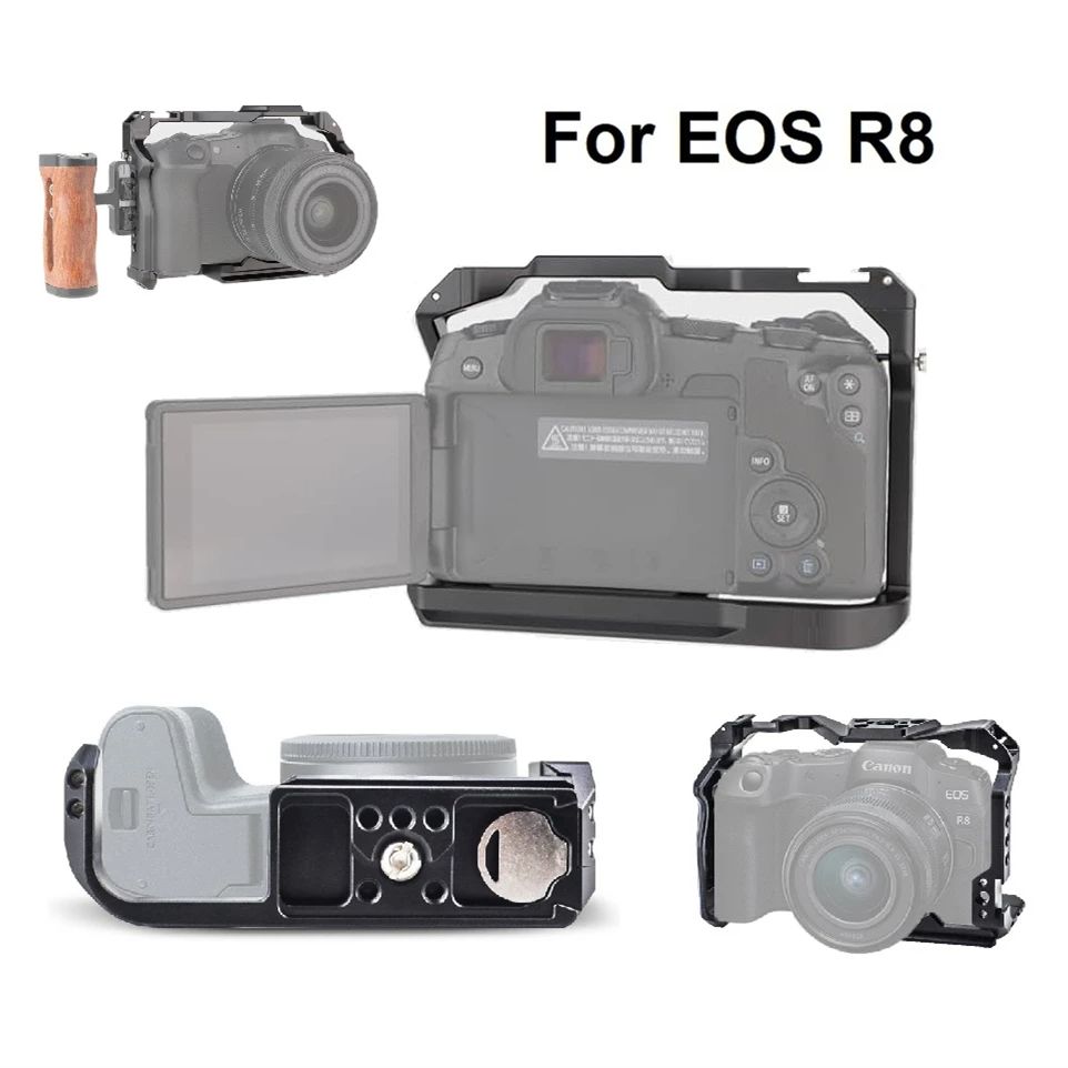 Canon Camera Eos R8 - 保護フレーム カメラケージ Canon EOS R8用 アルカベース、コールドシュー、ストラップスロット、1/4