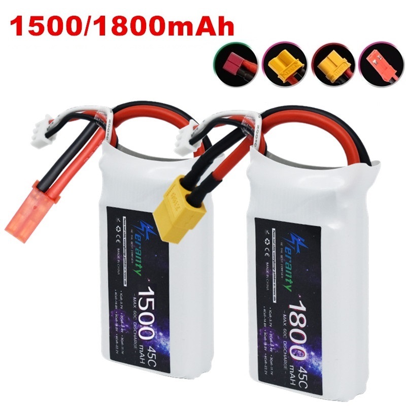 Drone Battery Li-Ion - RCドローン用充電バッテリー,7.4v,2s, 1500mah,1800mah,45c,車,fpv,t jst付きボートパーツ,xt30,xt60プラグ
