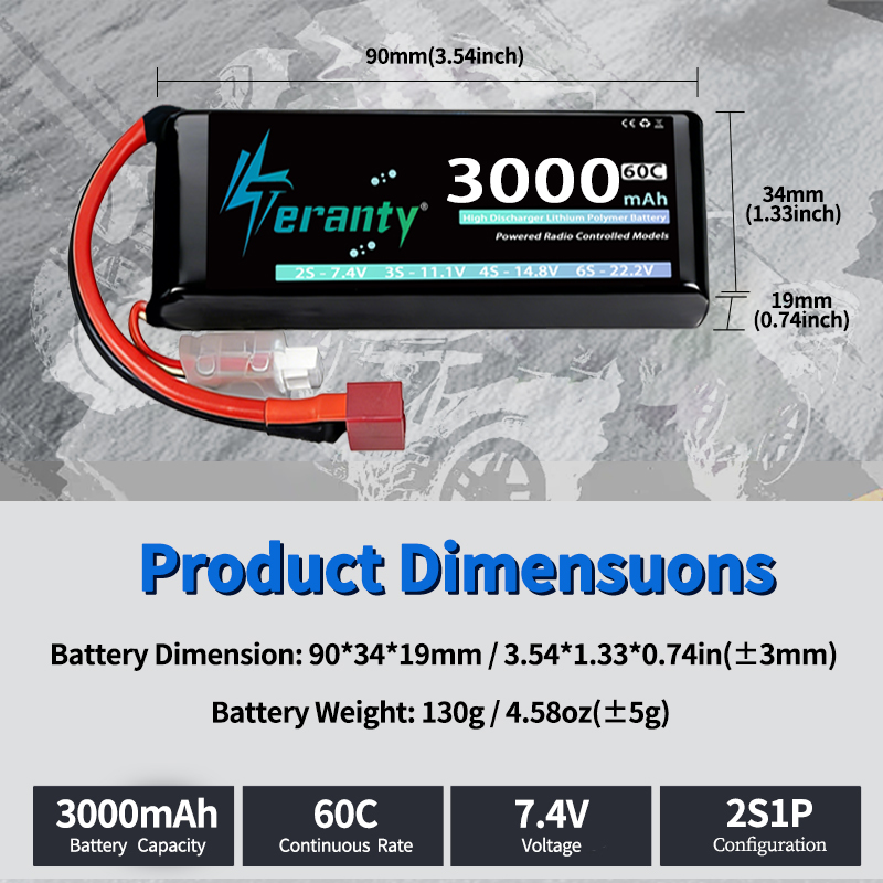 TERANTY 2S 3000mAhリポバッテリー 7.4V - Drone Battery Lipo のレビューと価格