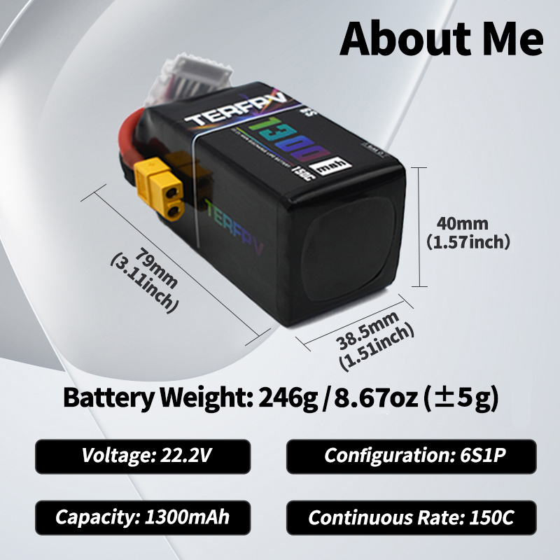 TERFPV リポバッテリー 6S 22.2V 1300/1 - Drone Battery Lipo のレビューと価格