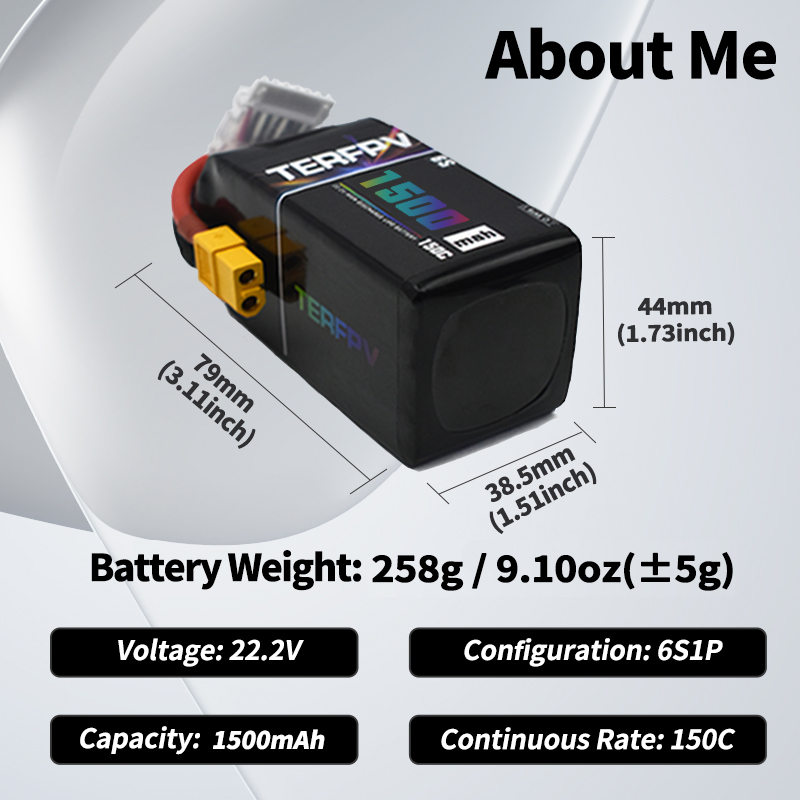 TERFPV リポバッテリー 6S 22.2V 1300/1 - Drone Battery Lipo のレビューと価格