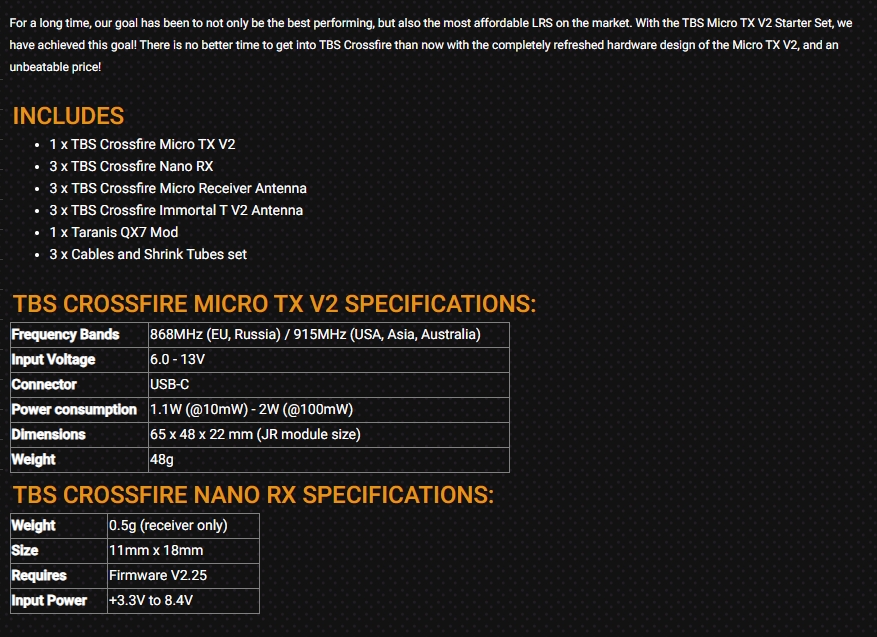 TBS CROSSFIRE MICRO TX V2 スタータ - Tbs Fpv Crossfire のレビューと価格