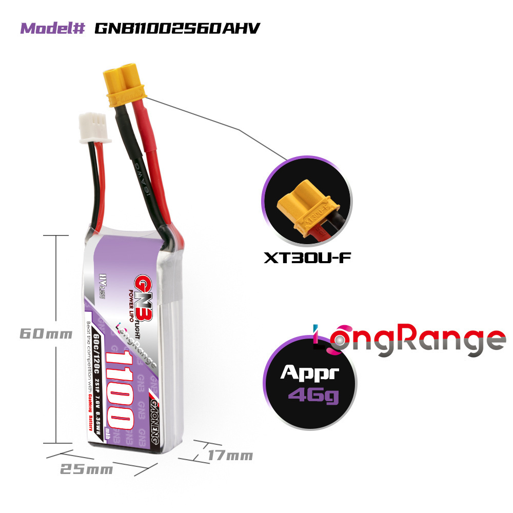 GNB 1100mAh 2S 3S 4S 6S 60C/12 - Drone Battery Lipo のレビューと価格