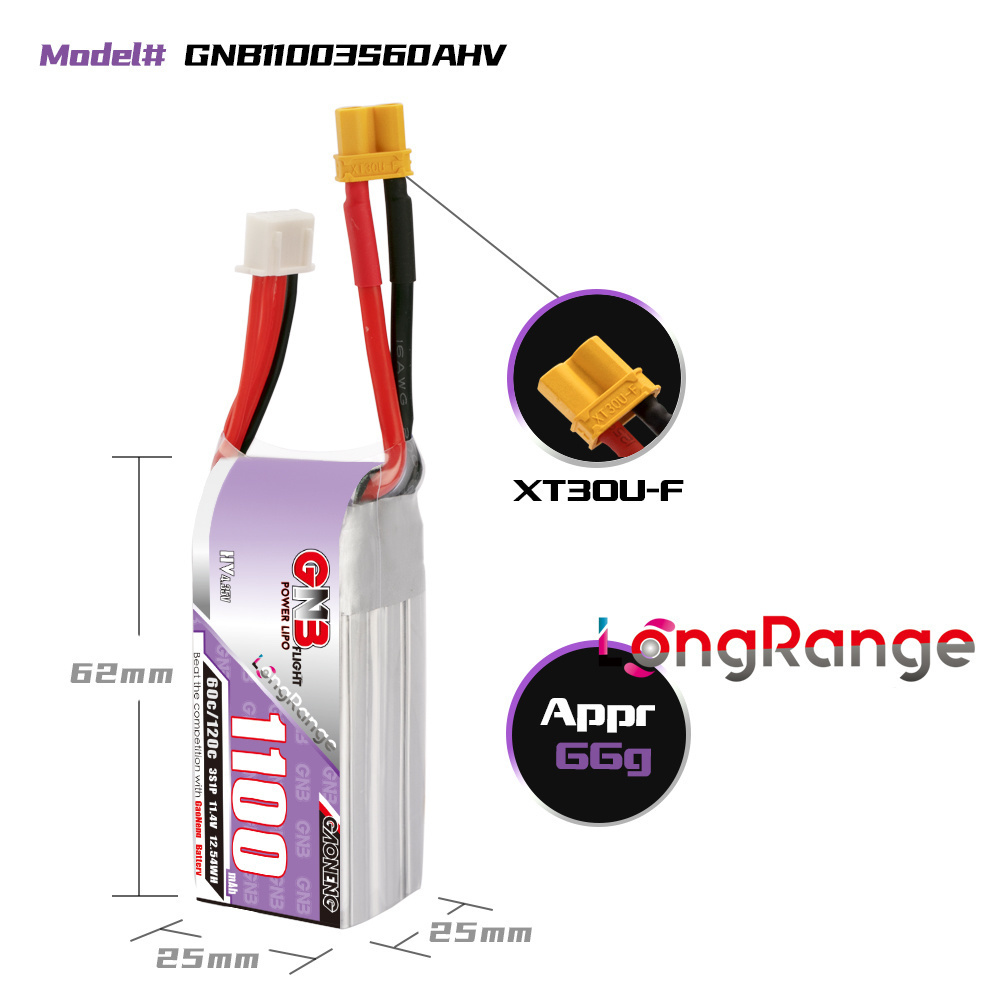GNB 1100mAh 2S 3S 4S 6S 60C/12 - Drone Battery Lipo のレビューと価格
