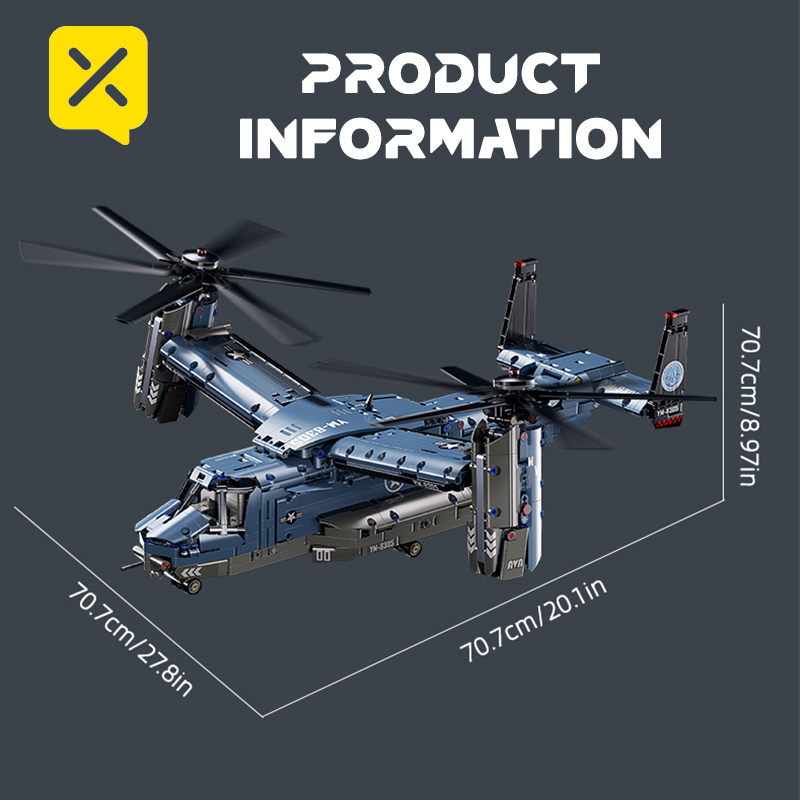 軍用V-22オスプレイ傾斜翼旋翼機 組み立てブロックセット  - Jjrc Drone X12 のレビューと価格