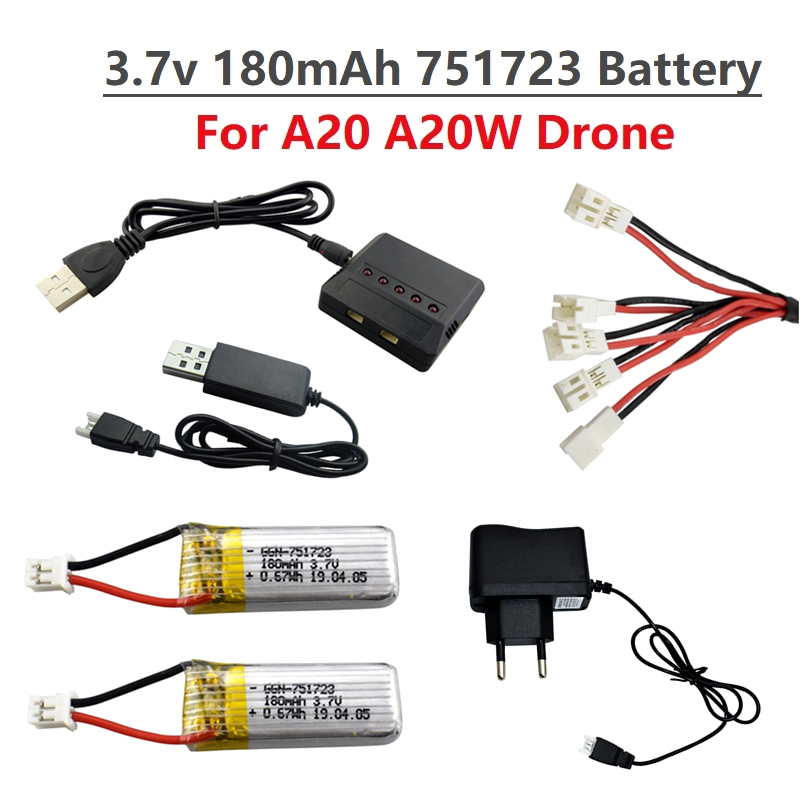 オリジナル 3.7V 180mAh リポバッテリーと充電器  - Drone Battery Li-Ion のレビューと価格
